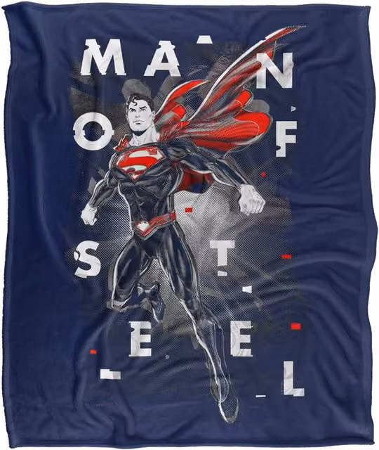 Warner Bros. Superman Man Of Steel Poster Super Soft Fleece Throw Blanket, Multicolour, W: 152 cm, D: 127 cm – 6