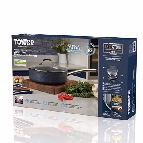 Tower Trustone Pro T800033 Non-Stick Multi-Pan, 28cm, Purple and Black, 4.5 l – 4