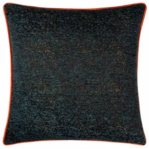 Paoletti Galaxy Chenille Piped Cushion in Green and Gold, W/D/H: 50 x 50 x 50 cm