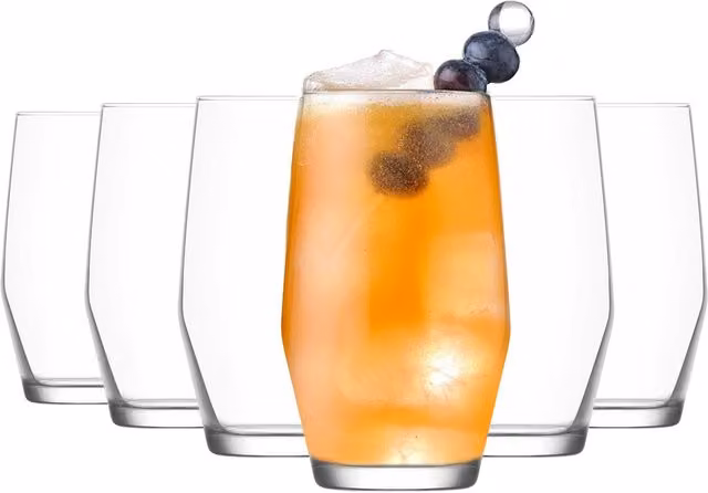 LAV Ella Transparent Highball Tumbler Glasses, 495 ml, Pack of 6