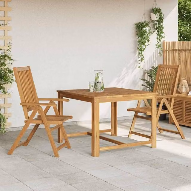 Berkfield Home Set of 2 Folding Garden Chairs in Brown Oiled Acacia Wood