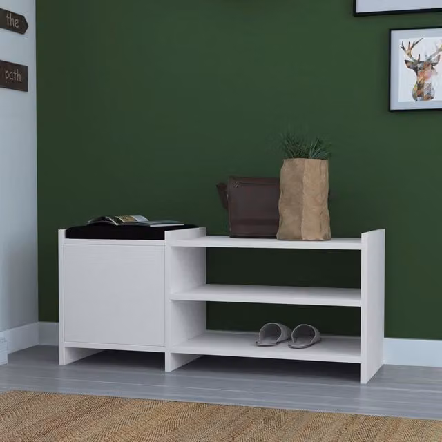 GFW Munslow Modern White Matt Hallway Shoe Rack Storage Unit – 1