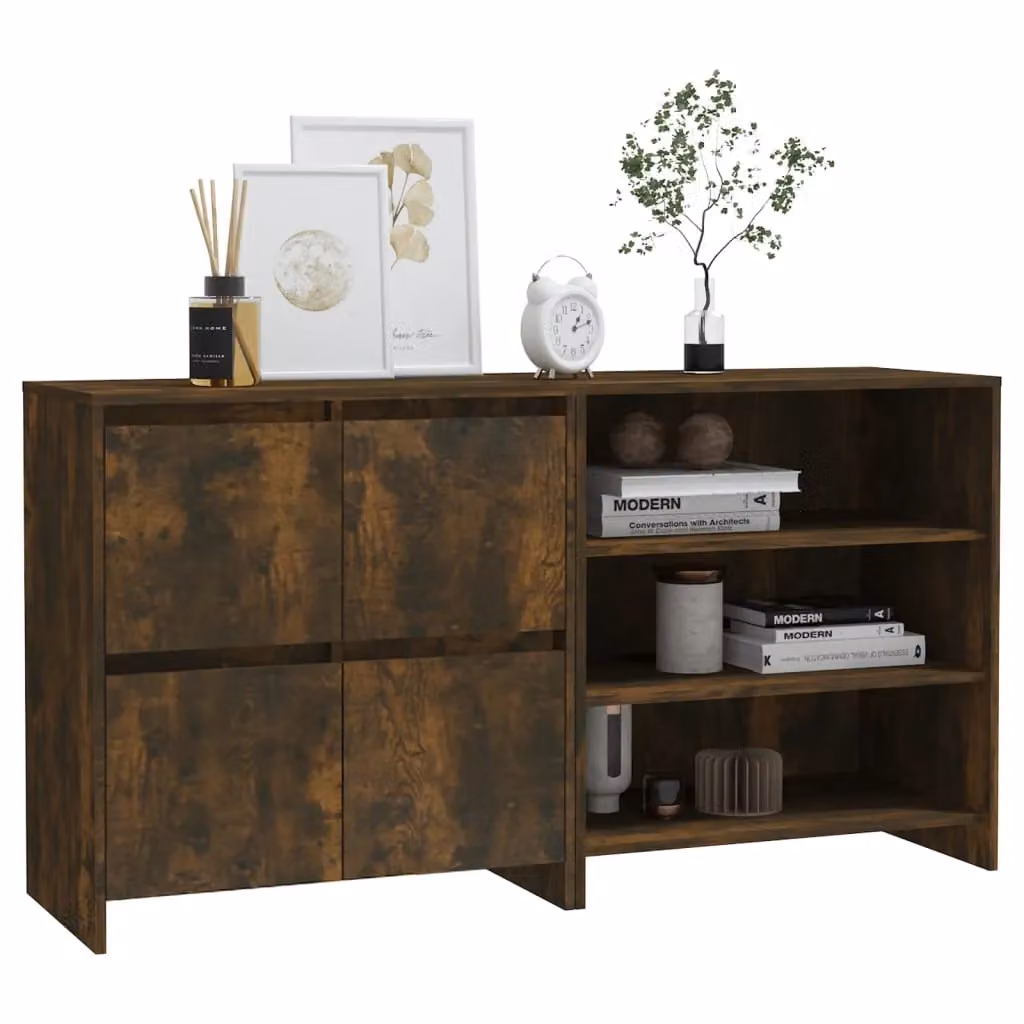 Berkfield Home 2 Piece Modern Smoked Oak Sideboard in Brown, Engineered Wood – 4
