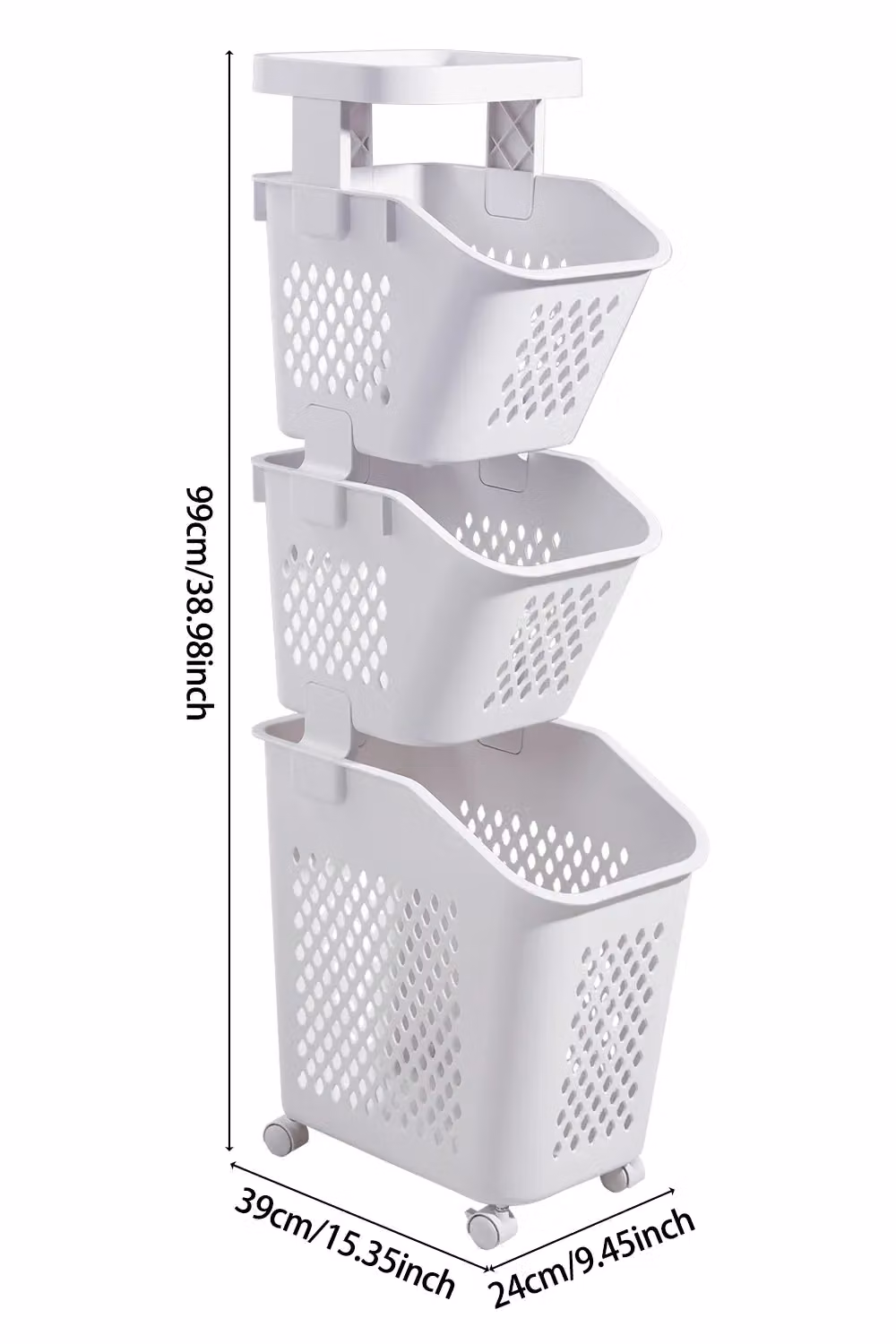 Living and Home 4-Tier Laundry Hamper Storage Rack with Casters in Grey – 3