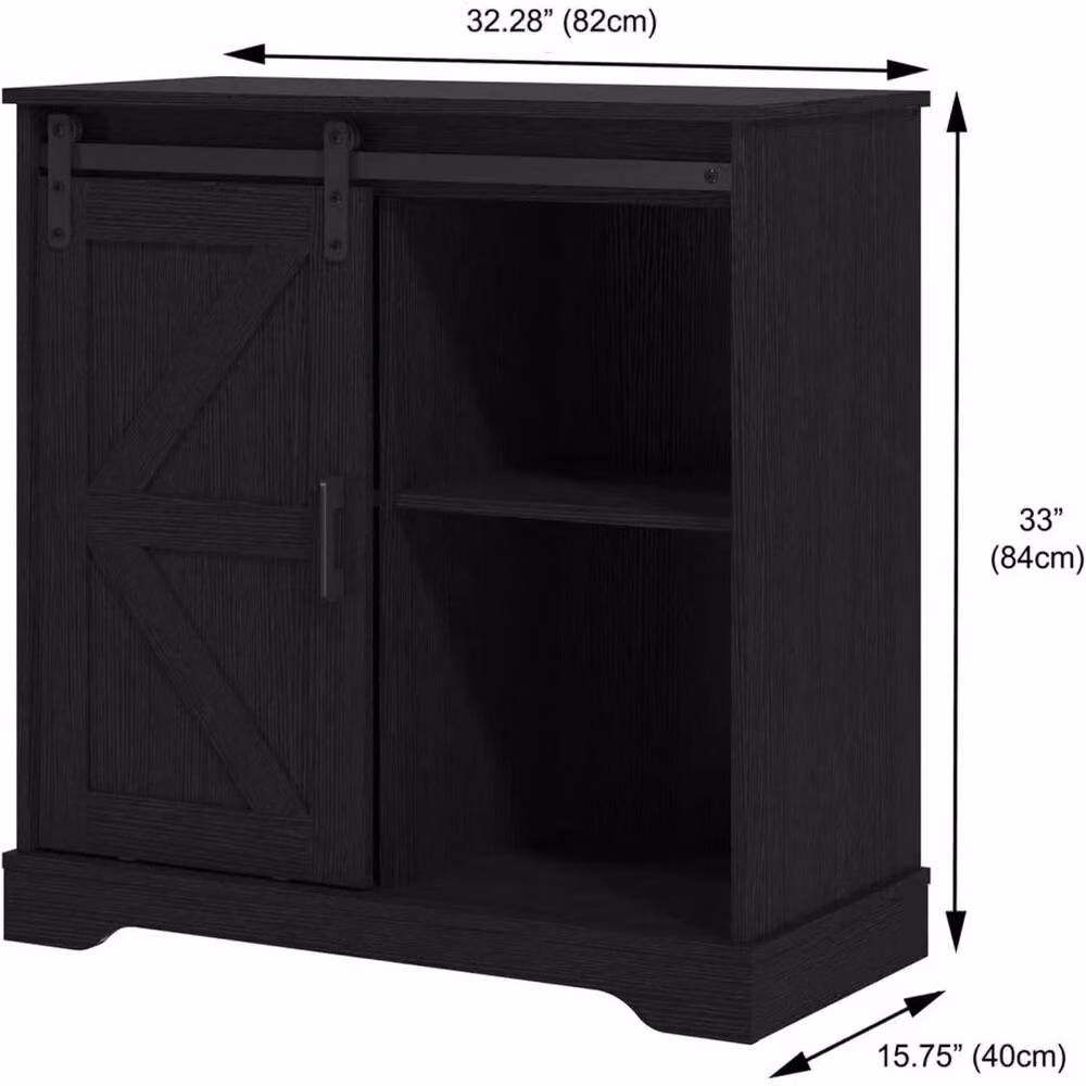 KORVIXA Black Modern Matt Buffet Sideboard Storage Cabinet W/D/H: 100 x 100 x 100 cm – 2