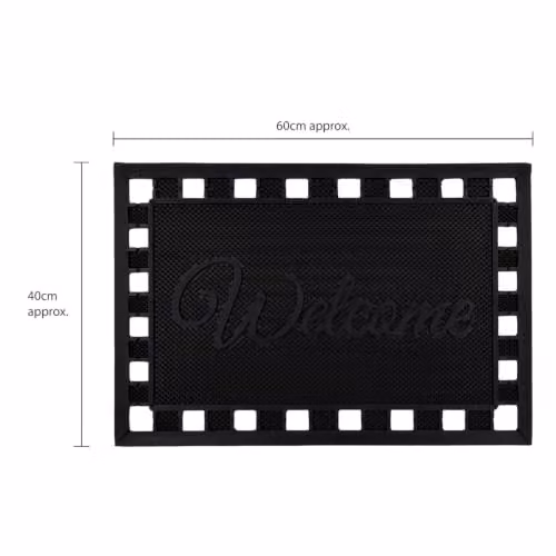 JVL Maiva Welcome Scraper Rubber Studs Doormat in Black, W/D: 60 x 40 cm – 3