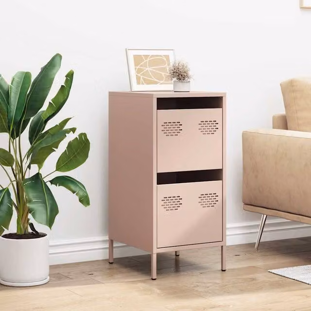Berkfield Home Pink Cold-rolled Steel Sideboard, W: 35 cm, D: 39 cm, H: 73.5 cm