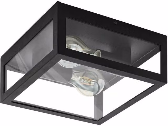 Eglo Amezola Industrial Black Metal and Transparent Glass IP44 Bathroom or Outdoor Ceiling Light – 2