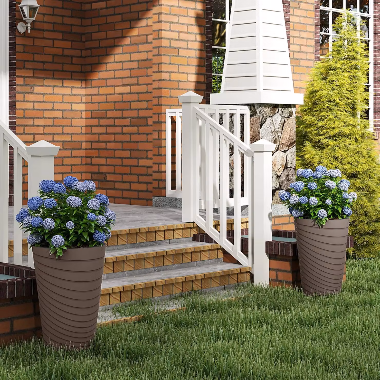 Costway Set of 2 Modern Decorative Brown Plastic Planter Pots, Height: 45 cm – 3