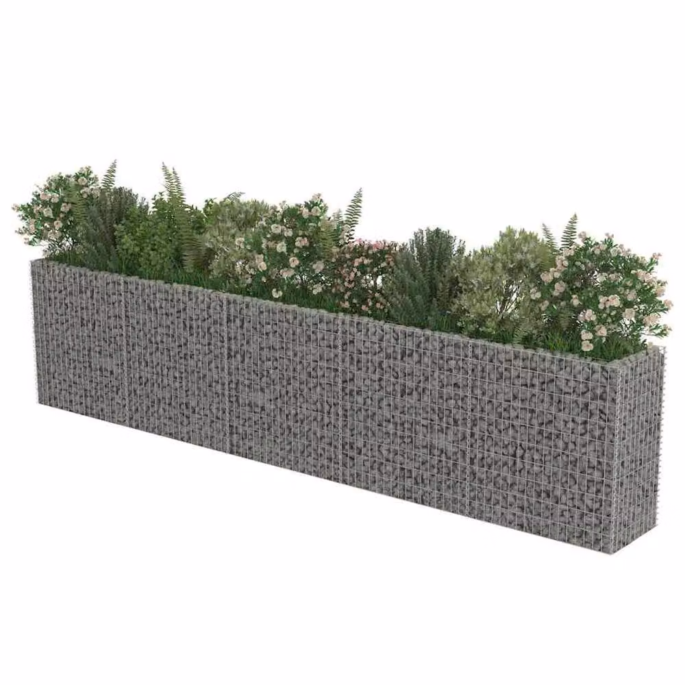 Berkfield Home Durable Galvanised Steel Gabion Raised Bed in Silver, W: 450 cm, D: 50 cm, H: 100 cm – 3