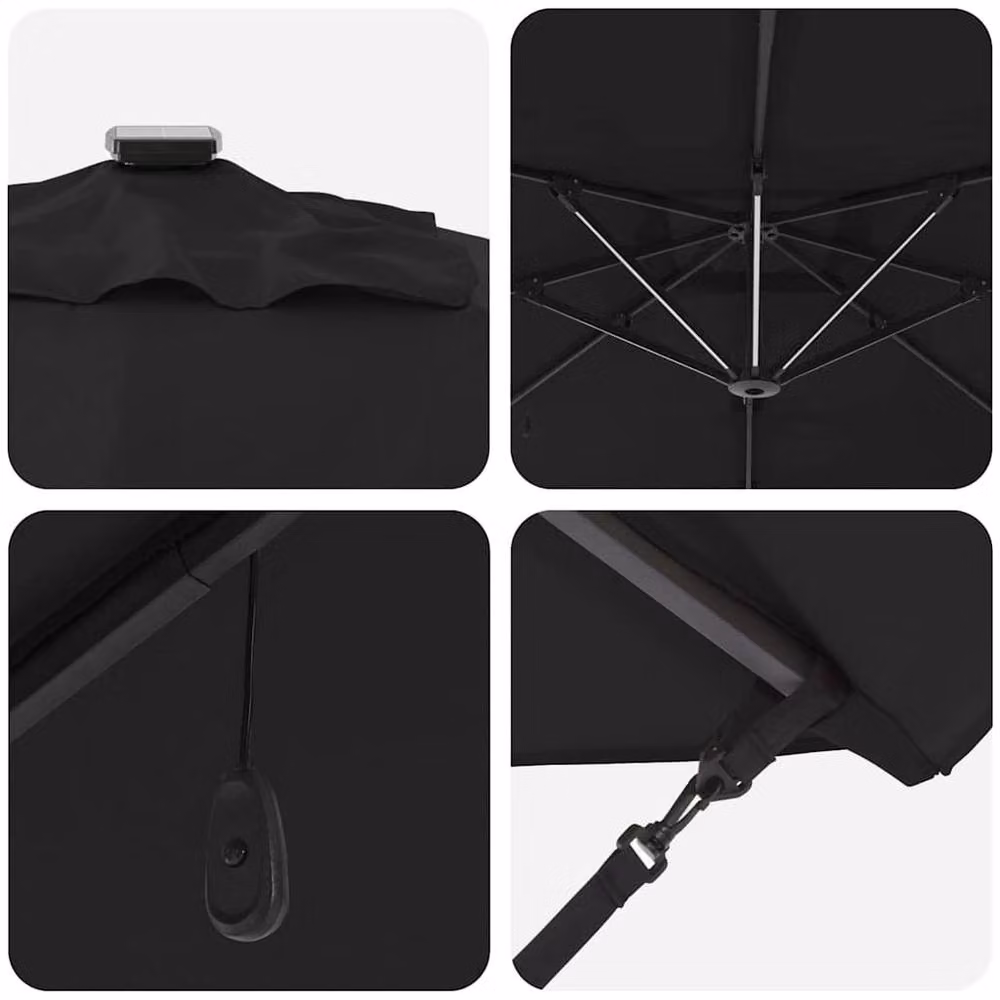 Berkfield Home Roma Cantilever Parasol with LEDs in Black, W: 286 cm, D: 285 cm, H: 270 cm – 5