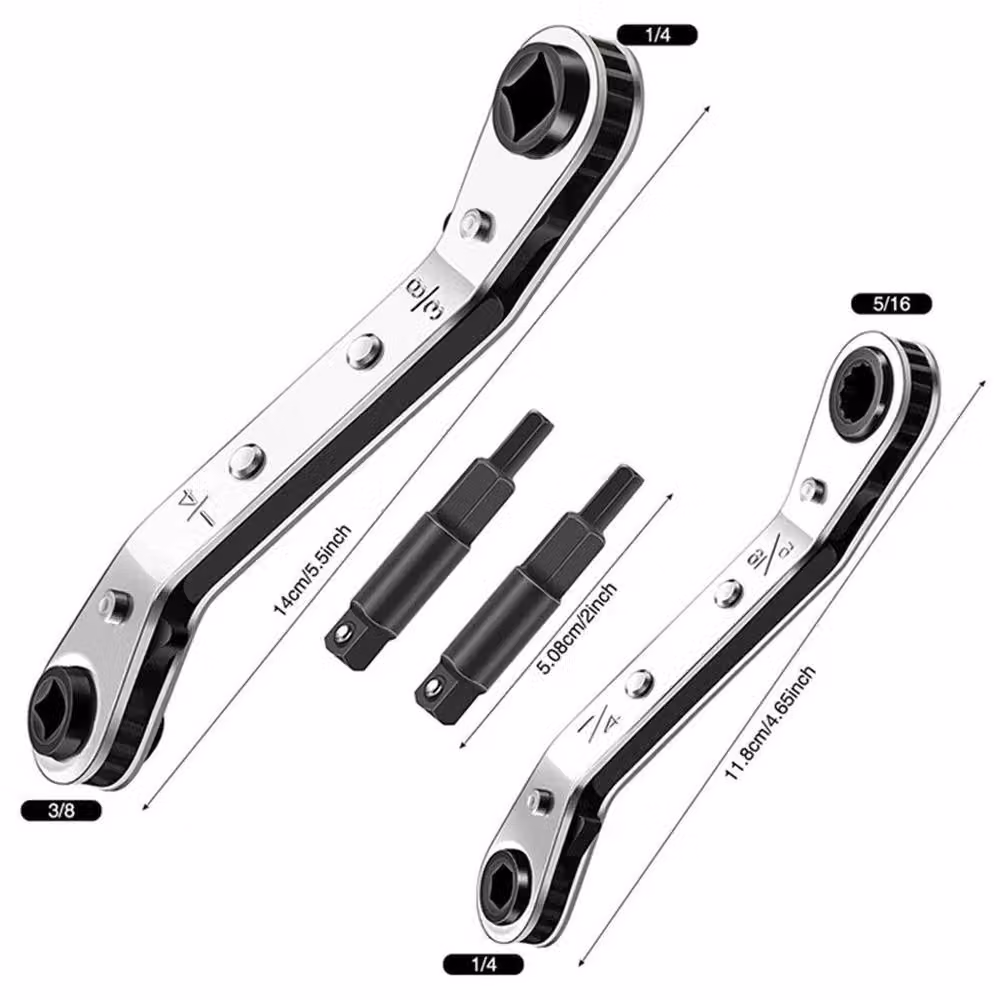 Kelvenix 2-Piece HVAC Service and Refrigeration Wrench Set in Silver, Hardened Stainless Steel, Length: 52 cm – 2