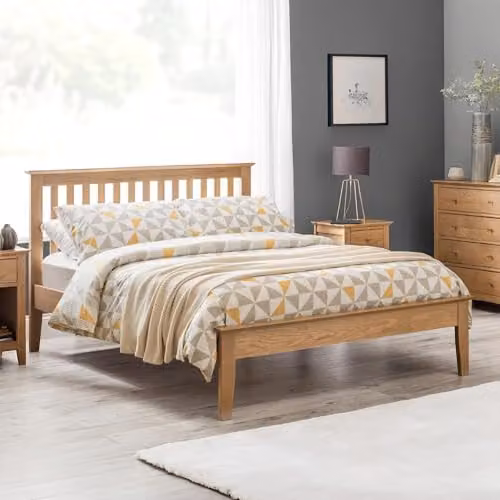 Julian Bowen Salerno Solid Wood Bed Frame, Oak, W: 150 cm, D: 200 cm – 1