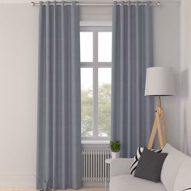 Simply Collection Iowa Silk Essence Made to Measure Blackout Eyelet Curtain Panel in Blue