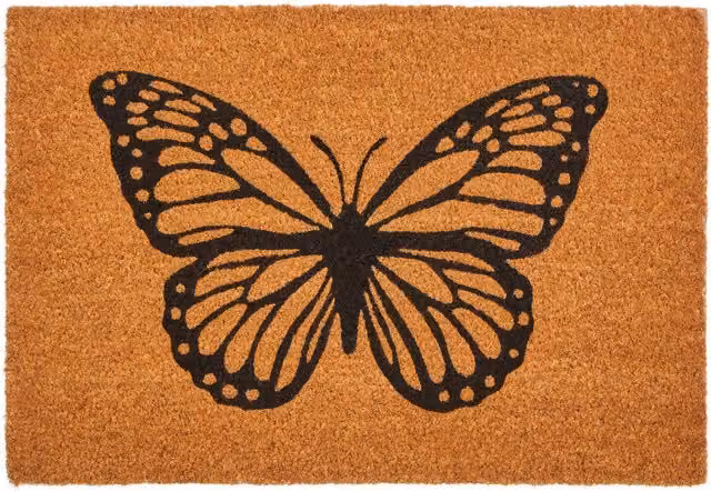Orsina Filta Butterfly Coir Doormat in Brown and Black