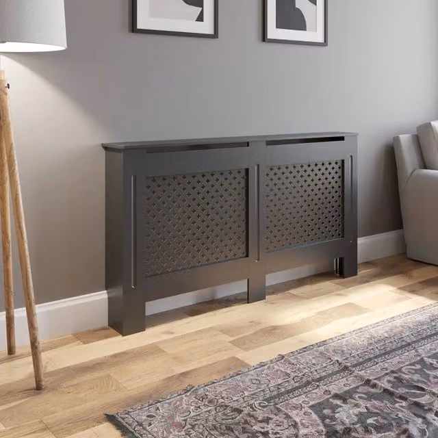Temprazo Adjustable MDF Radiator Cover in Anthracite Grey, W: 2120 mm, H: 1520 mm