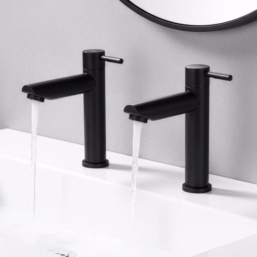 Kelvenix Twin Hot and Cold Basin Taps in Matt Black – 5