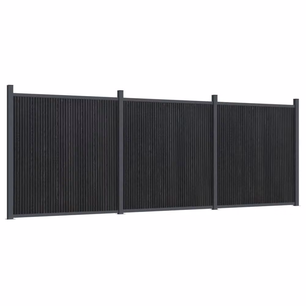 Berkfield Home Durable WPC and Aluminium Fence Panel, Grey, W: 526 cm, H: 186 cm – 2