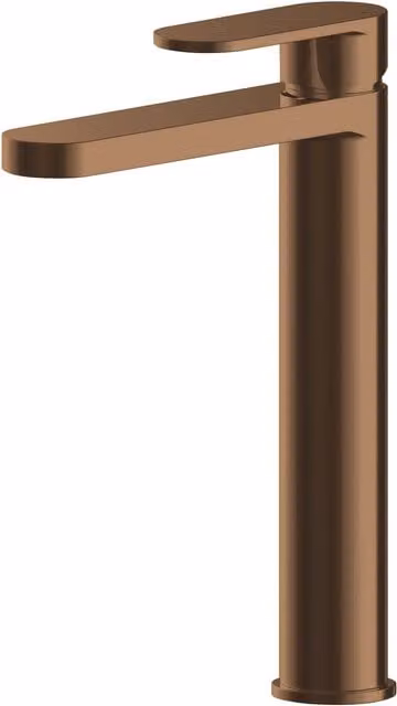 Balterley Current Round High Rise Mono Basin Mixer Tap with Flat Spout in Brushed Bronze and Brown – 1