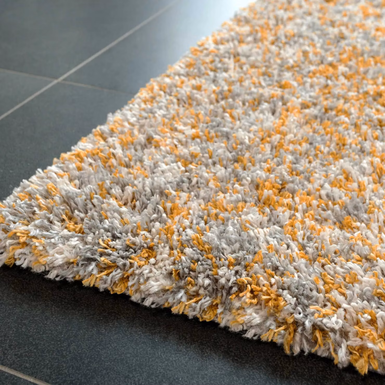 Kukoon Super Soft Mottled Tonal Ochre Yellow and Grey Shaggy Long Hallway Runner Rug, W: 60 cm, L: 240 cm – 2