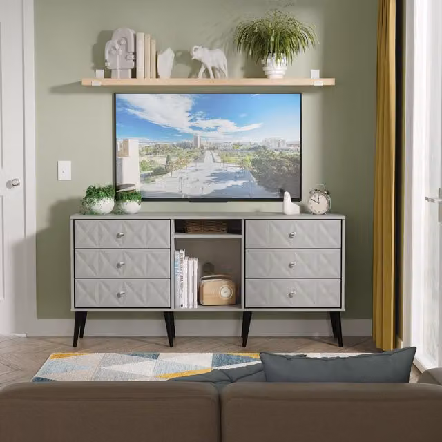 2 U Toledo 6 Drawer Sideboard in Dark Grey Matt Finish