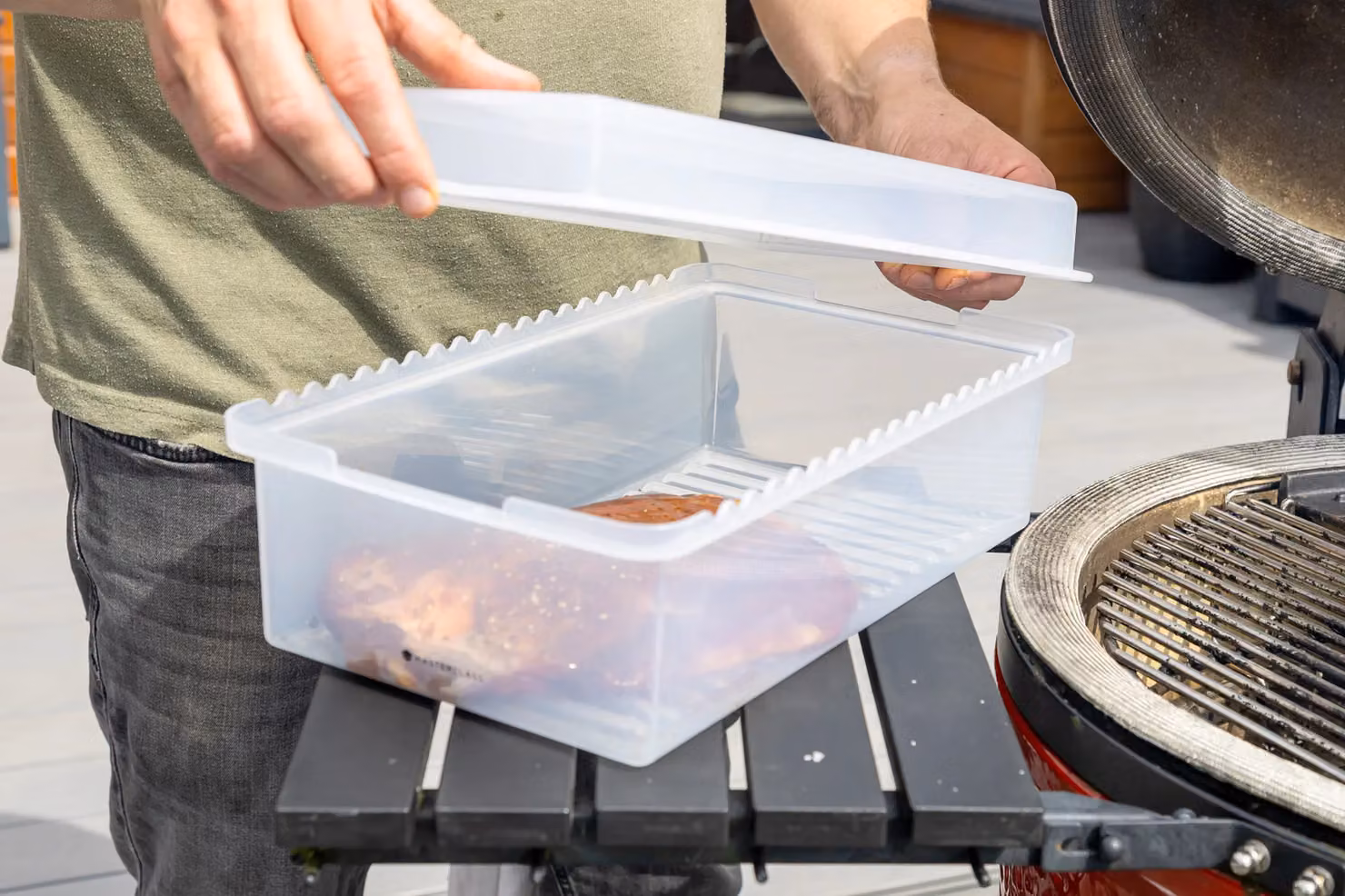 MasterClass Marinade Tray with Snap Lid in White or Transparent, W/D/H: 37.0 x 21.5 x 10.0 cm – 6