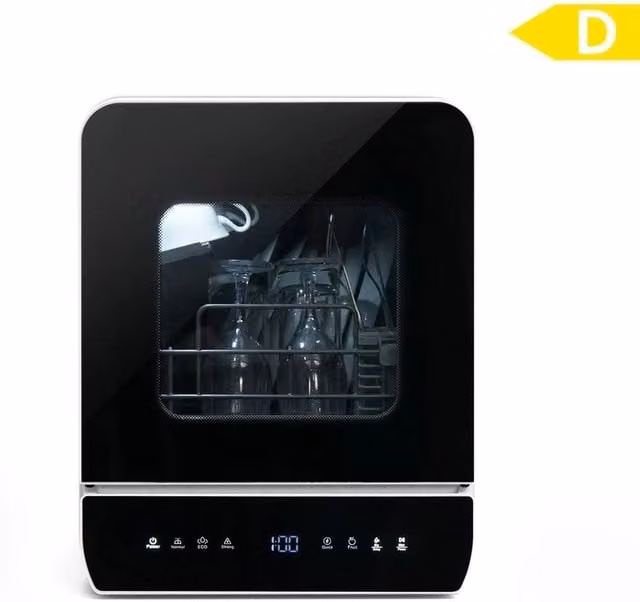 PAWNORA White Countertop Mini Dishwasher with 5L Water Tank and Quick Program – 1