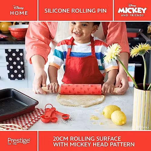 Prestige Disney Bake with Mickey Kitchen Utensils Set in Red with Silicone Spatulas, Rolling Pin and Cookie Cutters – 2