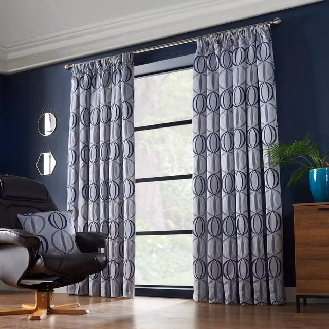 Livinluxury Blue Opaque Pencil Pleat Taped Top Curtains