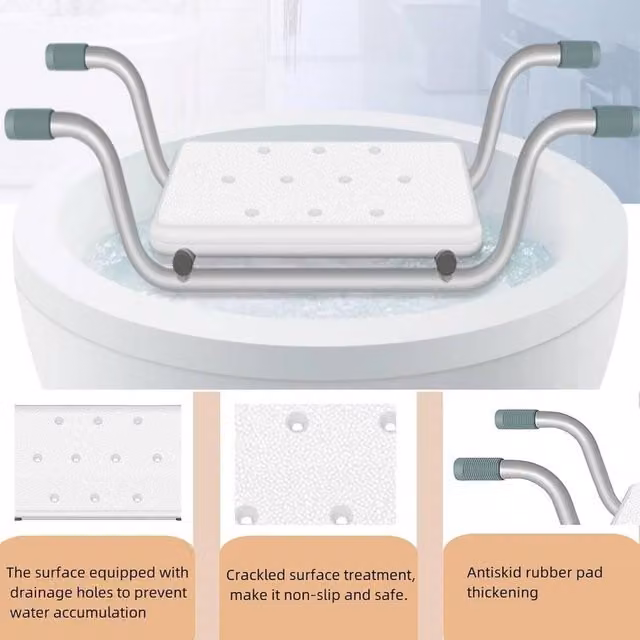 NESTLUNE Lightweight Suspended White Bath Seat with Metal Frame