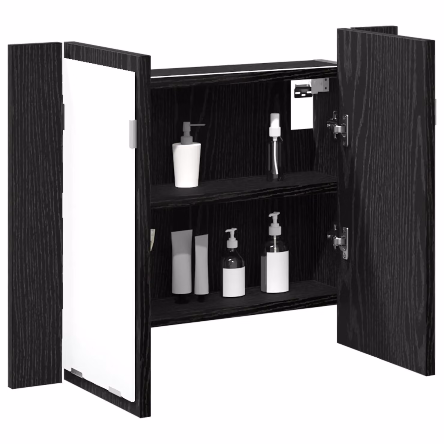 Berkfield Home LED Bathroom Mirror Cabinet in Black Oak, W/D/H: 60 x 12 x 45 cm – 3