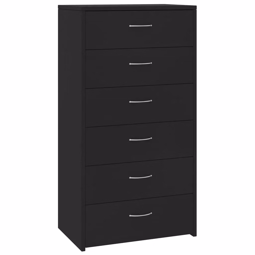 Berkfield Home Modern Black Sideboard with 6 Drawers, W/D/H: 50 x 34 x 96 cm – 2