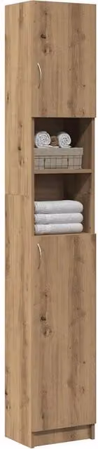 Berkfield Home Artisan Oak Bathroom Cabinet in Brown, W/D/H: 32 x 25.5 x 190 cm