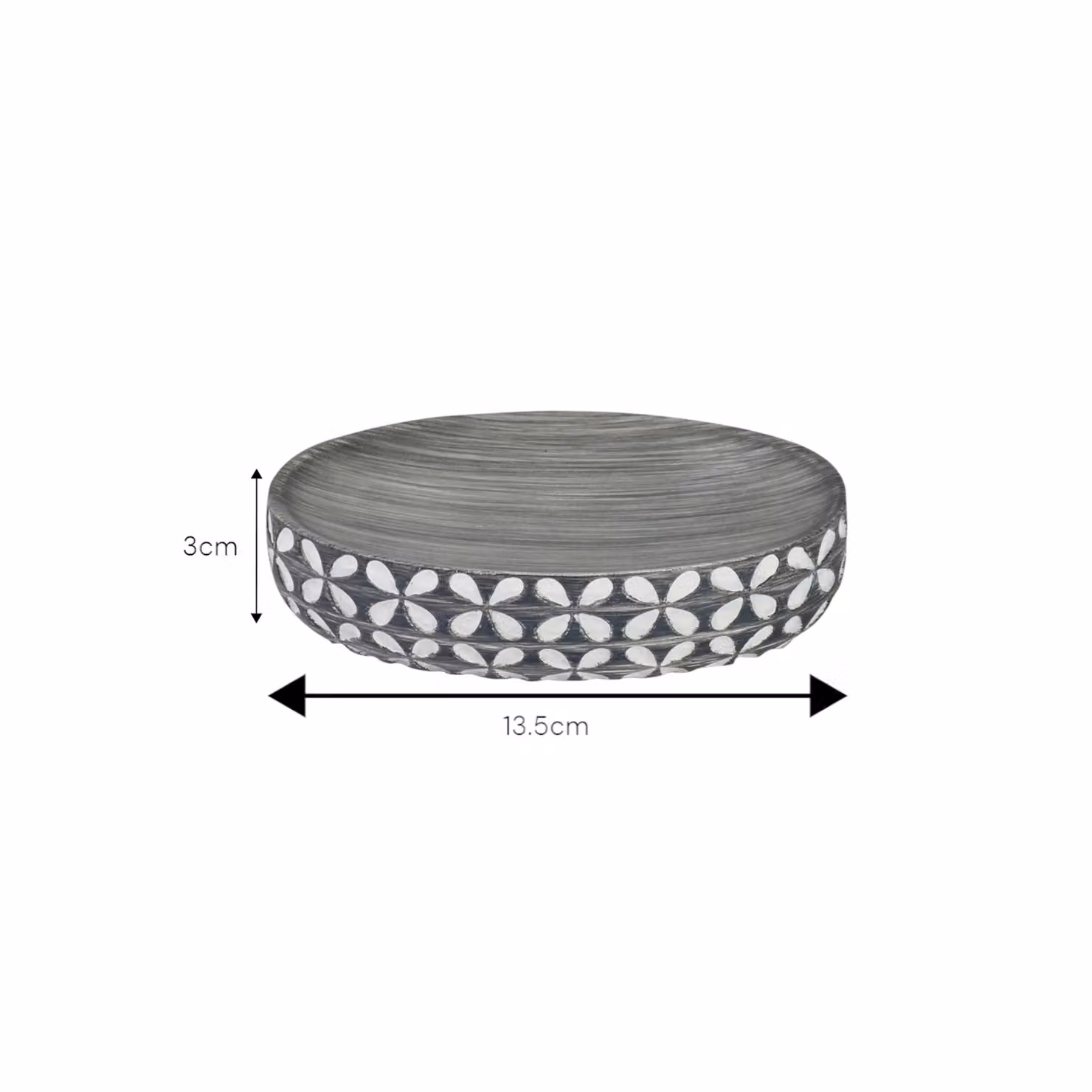 Showerdrape Ravello Geo Floral Grey and White Polyresin Freestanding Soap Dish – 2