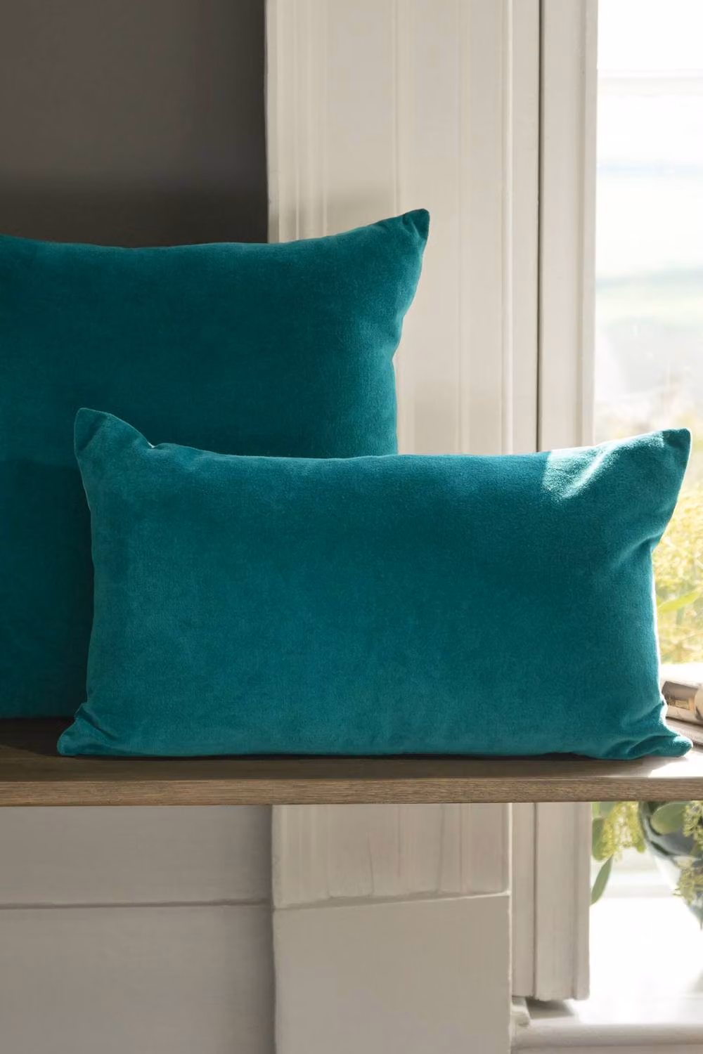 Christy Jaipur Luxury Filled Velvet Square Cushion in Blue or Green, W/D/H: 45 x 45 x 45 cm – 2