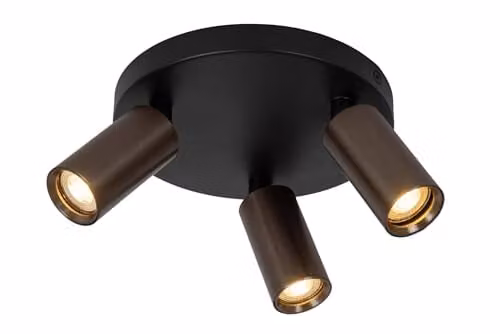 Lucide Ritmo Modern Round Ceiling Spotlight in Brown, Diameter: 18 cm, 3xGU10