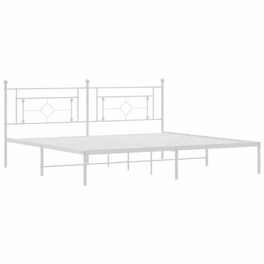Berkfield Home Metal Bed Frame with Headboard in White W/D/H: 193 x 203 cm – 2