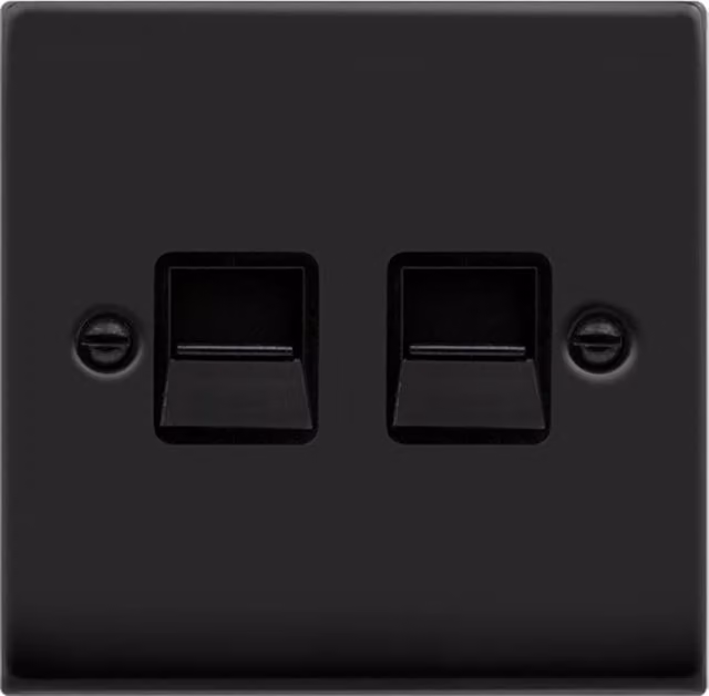 SE HOME Black Flush Plate Master Telephone Twin Socket