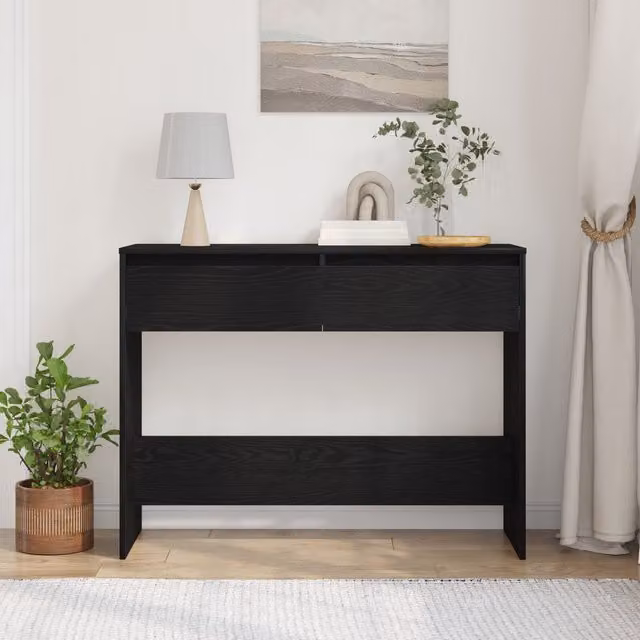 Berkfield Home Black Oak Console Table, W/D/H: 100 x 35 x 76.5 cm
