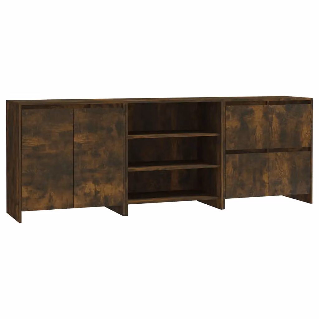 Berkfield Home 3 Piece Smoked Oak Engineered Wood Sideboard in Brown – 2