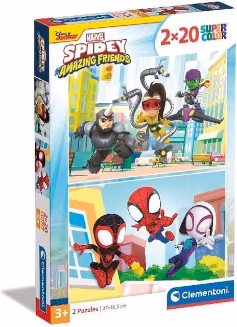 Clementoni Marvel Disney Spidey And His Amazing Friends 2 x 20 Piece Jigsaw Puzzle Set in Multicolour and White