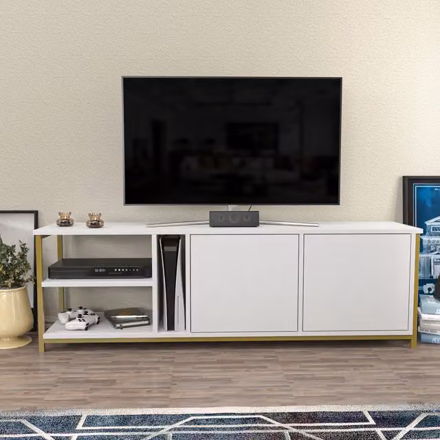 Decorotika Primrose TV Unit in Gold and White