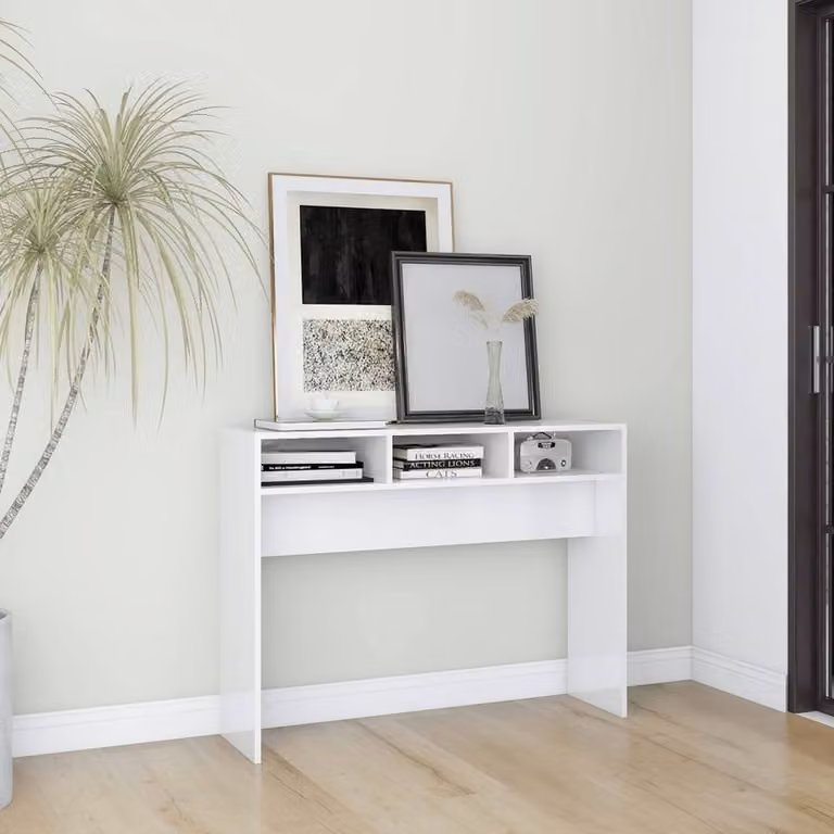 Berkfield Home Decorative Console Table in High Gloss White, W/D/H: 105 x 30 x 80 cm