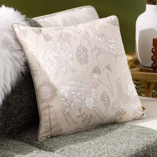 Furn Nook Velvet Square Cushion in Beige and Grey, W/D/H: 50 x 50 x 50 cm – 2