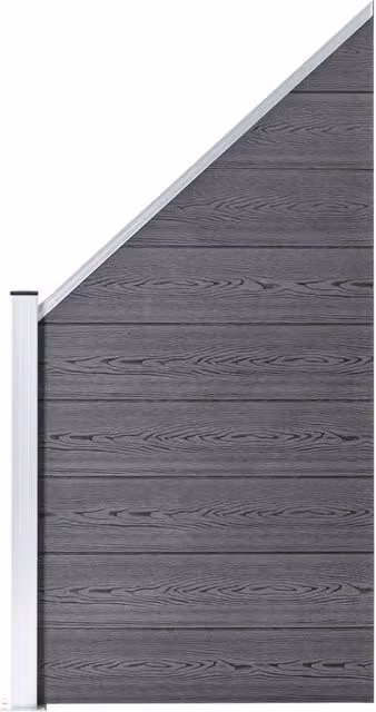 Berkfield Home WPC and Aluminium Fence Set in Grey, 1 Square and 1 Slanted Panel, W: 273 cm, H: 186 cm