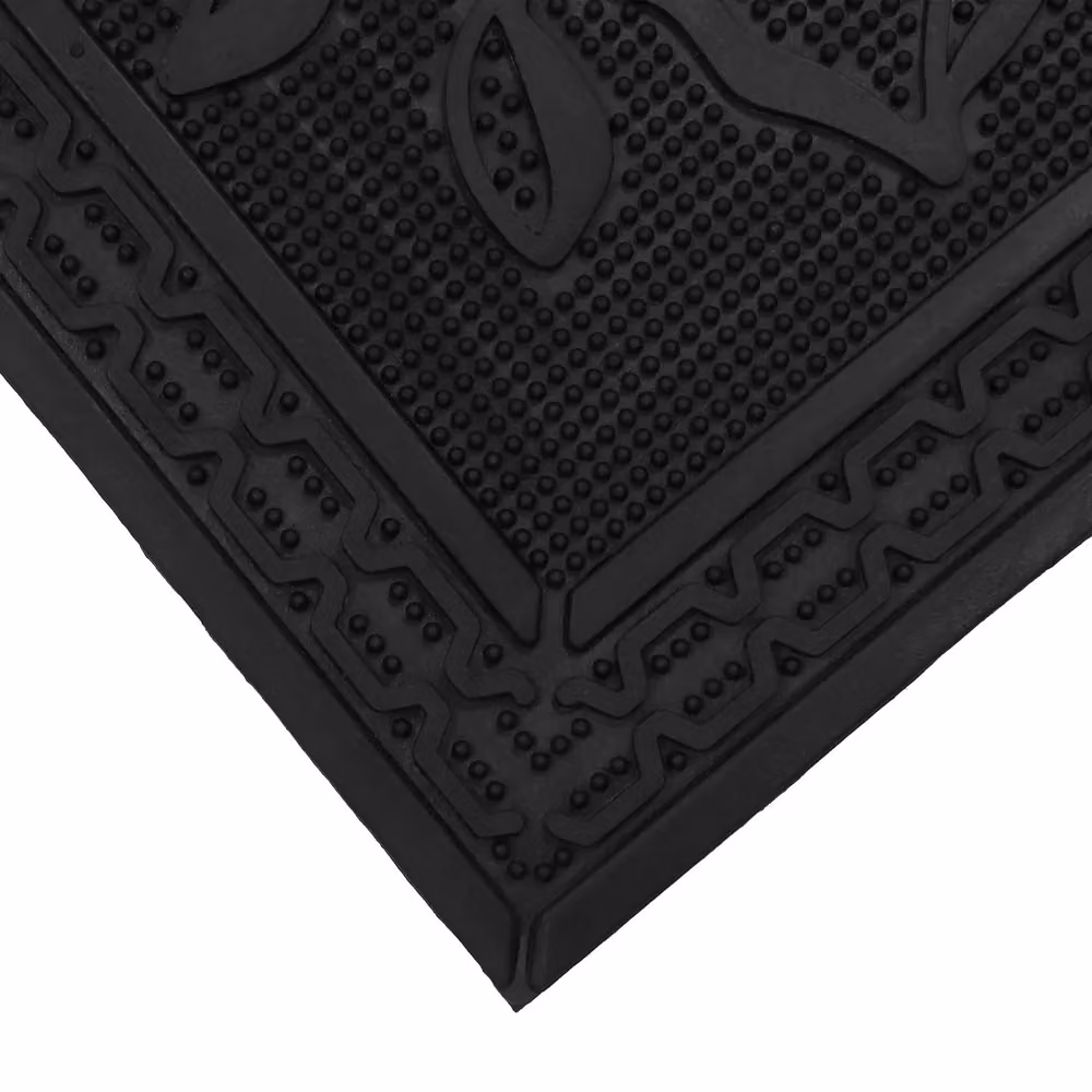 JVL Foliage Rubber Scraper Doormat and Patio Mat in Black, W: 120 cm, D: 45 cm – 4