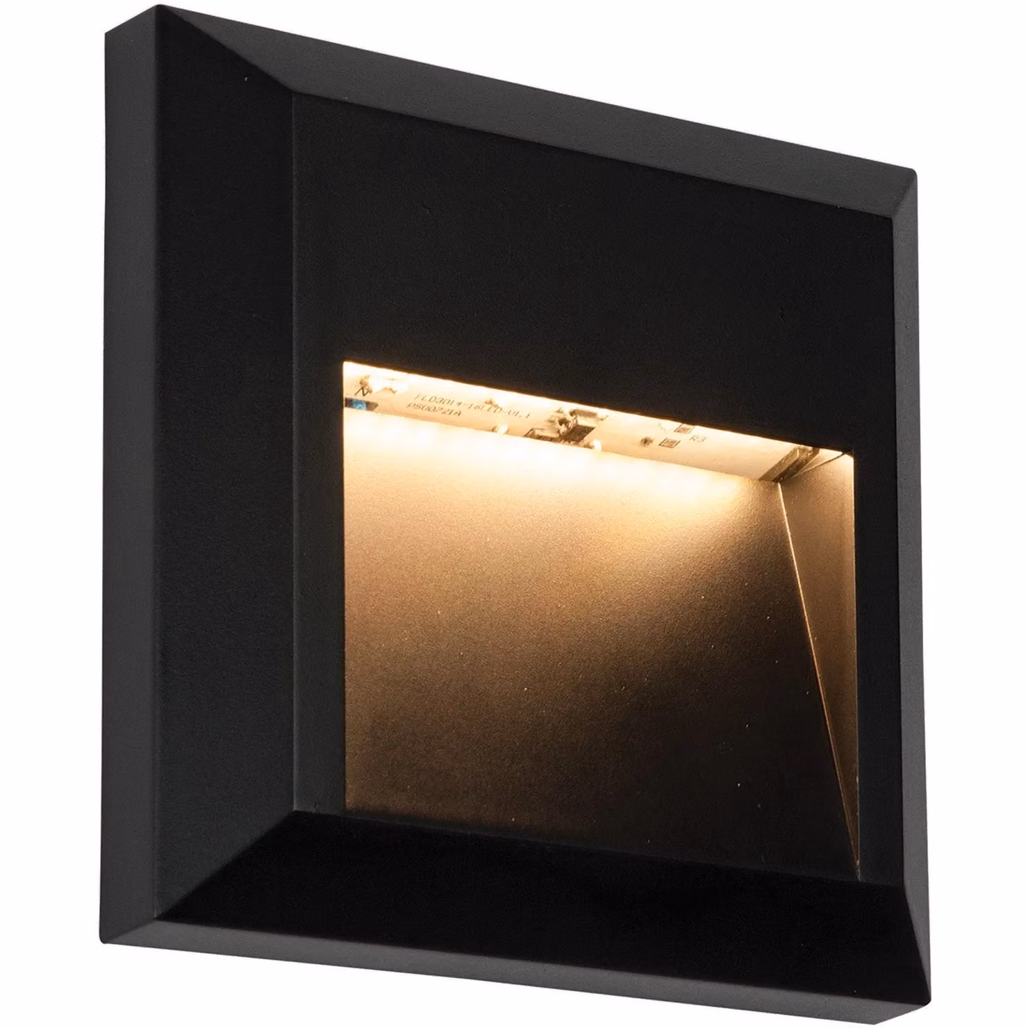 Loops 4 Pack Square IP65 LED Guide Light in Black with Warm White Indirect Lighting for Stairs, Steps and Gardens – 3