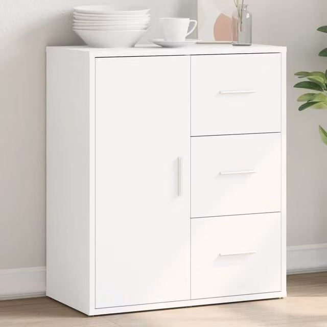 Berkfield Home White Modern Sideboard in Matt MDF, W/D/H: 60 x 31 x 70 cm
