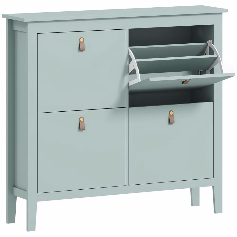 Wyld Haus Margarita Green 4 Drawer Shoe Cabinet with Tilting Compartments and Internal Shelves – 2