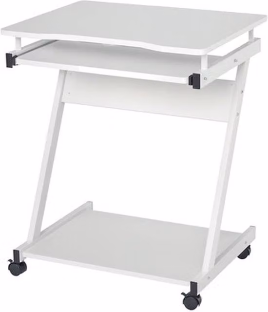 NESTLUNE Modern White Movable Computer Desk with Castors